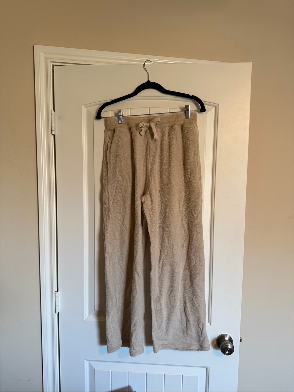 Mono B Beige Burnout Fleece Wide Leg Sweatpants Size Small NWT